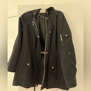 Jones New York Rain Jacket (Black Size Medium)